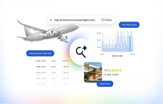Google AI Mode'a uçuş takibi, mil gösterimi ve otel rezervasyonu eklendi