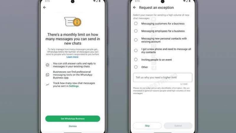 WhatsApp'ın Yeni Mesaj Limiti Özelliğine Ait İlk Ekran Görüntüleri Ortaya Çıktı