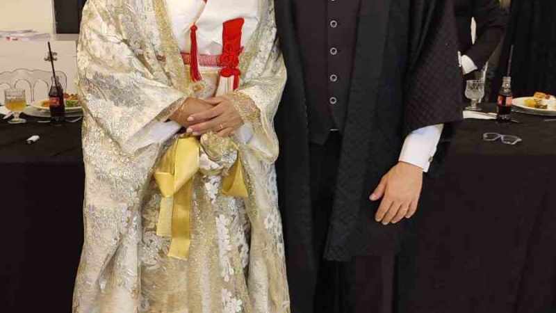 Japon gelin ve T&uuml;rk damat konuklarını kimanoyla karşıladı 