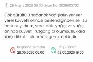 Meteoroloji, Denizli için sarı kodlu alarm yayımladı