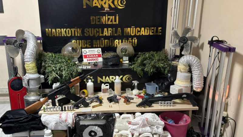 Denizli'de Silah ve Kenevir Yetiştirme Ekipmanlarına Şok Baskın: Çok Sayıda Malzeme Ele Geçirildi