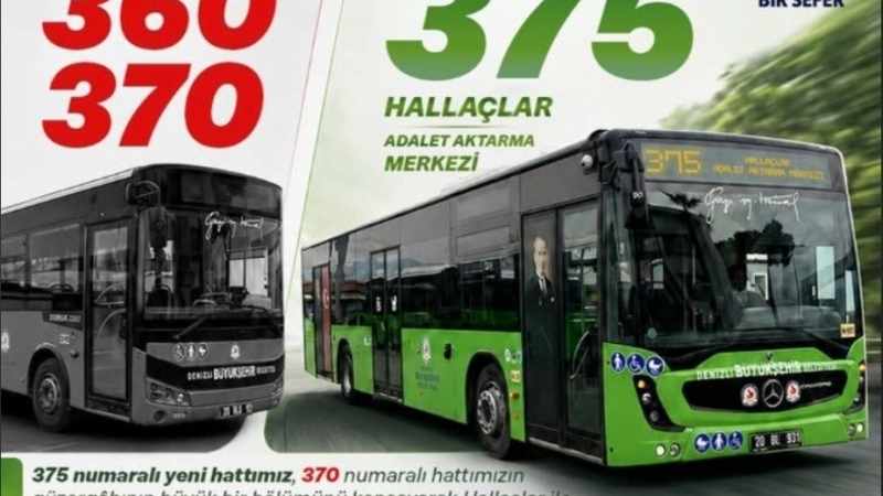 Denizli'de 360 ve 370 Numaralı Otobüs Seferleri Sonlandırıldı, Yeni 375 Hattı Hizmete Girdi