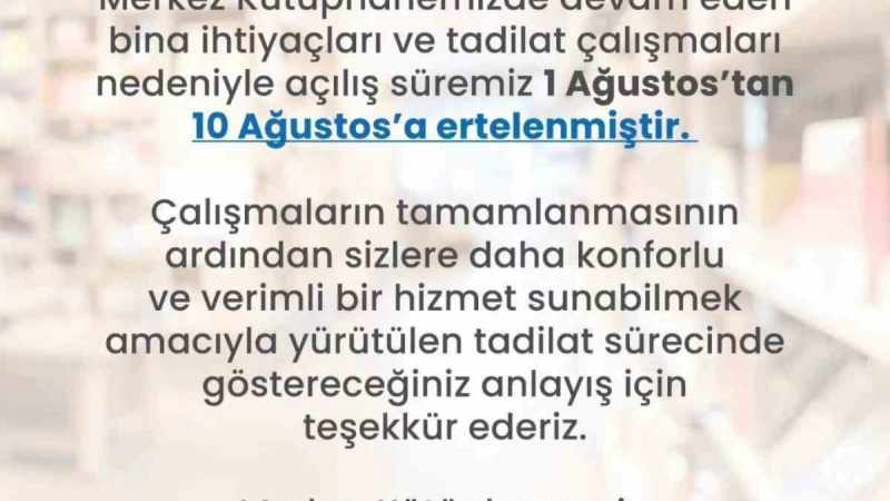 Merkez Kütüphane 10 Ağustos'ta Yeni Dönem için Ziyaretçilere Merhaba Diyor!