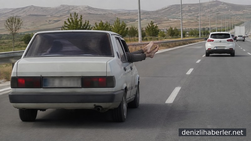 Camdan Ayaklarını Dışarı Çıkaran Yolcu, Trafik Güvenliğini Tehlikeye Sokan Anlar Yaşattı