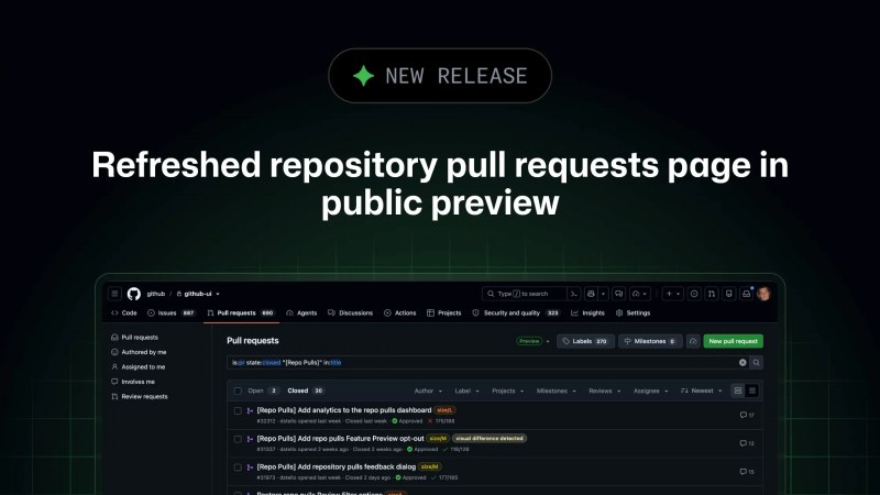 GitHub, yenilenmiş depo pull request sayfasını genel önizlemeye açtı