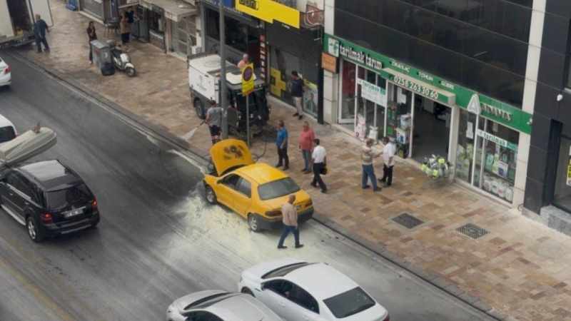 Pamukkale'de otomobil yangınına temizlik ekipleri müdahale etti