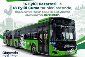 Denizli Büyükşehir otobüsleri öğrencilere 14-18 Eylül'de ücretsiz
