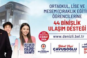 Denizli Büyükşehir'den dar gelirli öğrencilere aylık 44 binişlik ulaşım desteği