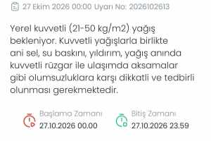 Denizli'de 27 Ekim'de kuvvetli sağanak uyarısı